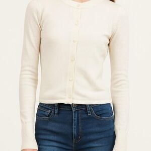 Wild Fable Cream Button-Up Cardigan